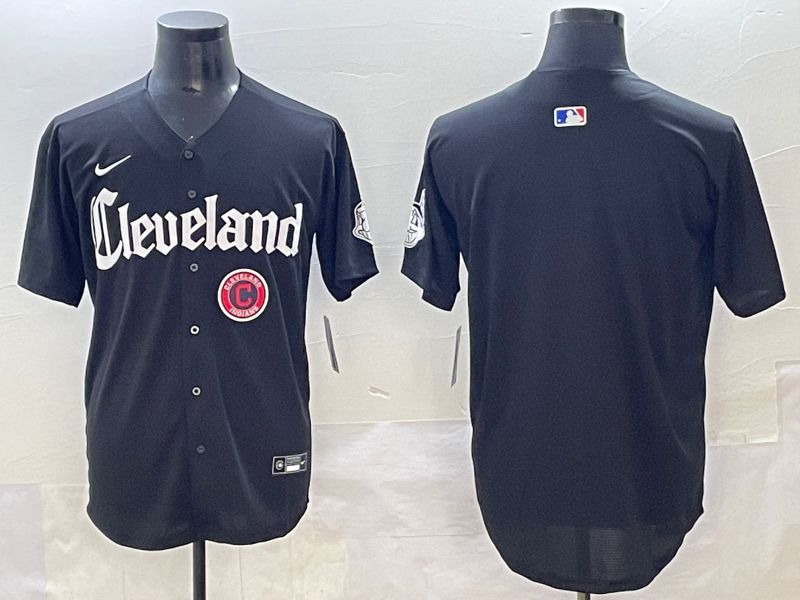 Men 2025 Cleveland Indians Blank Black Five generations Joint Name Nike MLB Jersey style 4